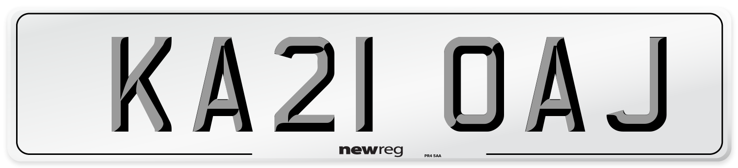 KA21 OAJ Number Plate from New Reg